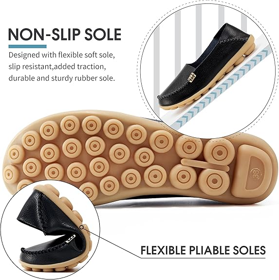 Women's Comfortable Slip on, Casual for School, for Marketing, for Work Loafers Casual Round Toe Moccasins, Flats Soft Walking Shoes Women Slip On