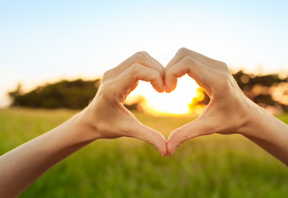 A person making a heart with their hands